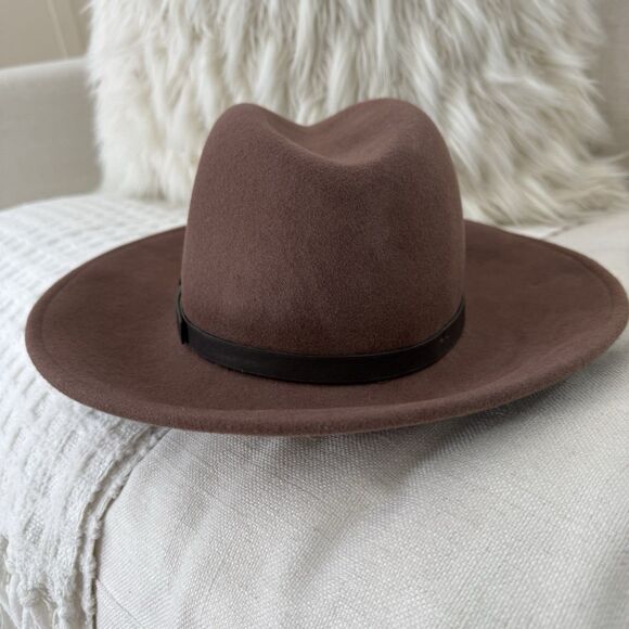Urban Outfitters Women\'s Fedora Hat Size M 100% Wool Brown Mauve Floppy Brim main image 6